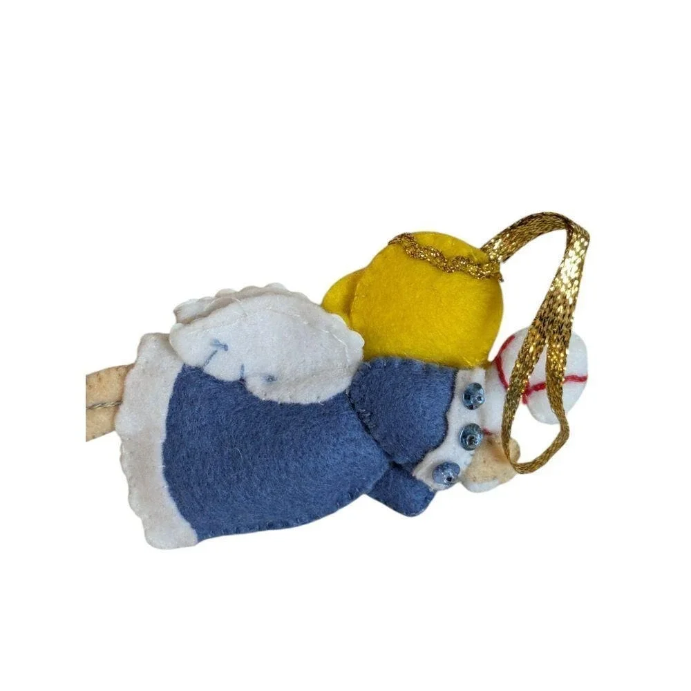 Vintage Felt Christmas‎ Ornaments Handmade Santa Angel Snowman Set of 4